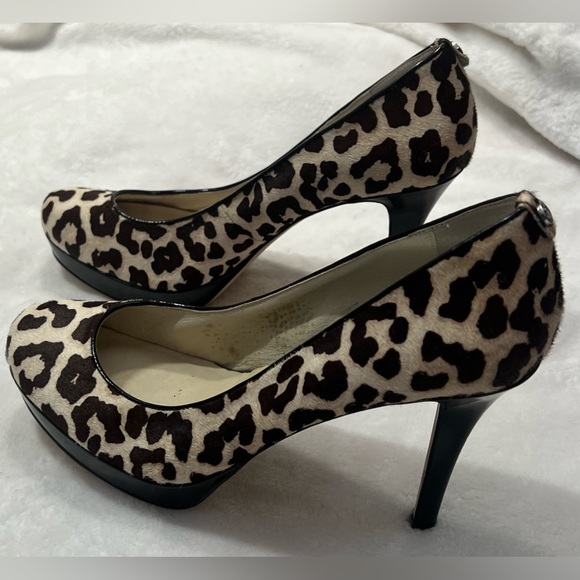 MICHAEL Michael Kors MK Flex Mid Pump Calf Hair Leopard Print Platform Size 11 - Picture 2 of 6